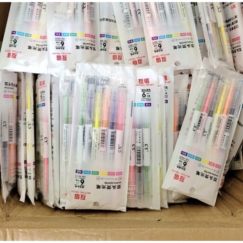 Bút Dạ highlight  2 Đầu 3/6 màu Kami store