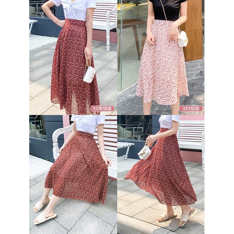 [Ảnh thật/Video]Chân váy midi hoa nhí phong cách ulzzang | BigBuy360 - bigbuy360.vn