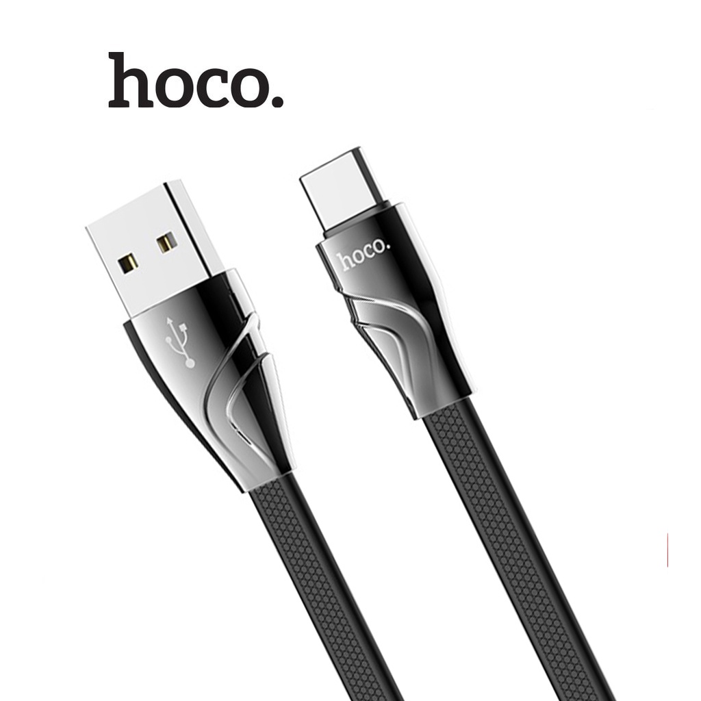 Cáp sạc 2.4A Hoco U57 Type-C dây TPE dẹp truyền dữ liệu cho Android dài 120CM ( Đen)