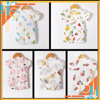 Hàng loại 1: set 5 bộ kem cộc khuy cotton 2 chiều cho bé 3-14kg