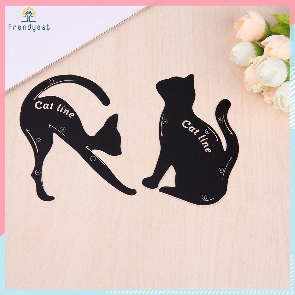 Bộ 2 tấm khuôn kẻ lông mày kẻ mắt hình chú mèo dành cho trang điểm