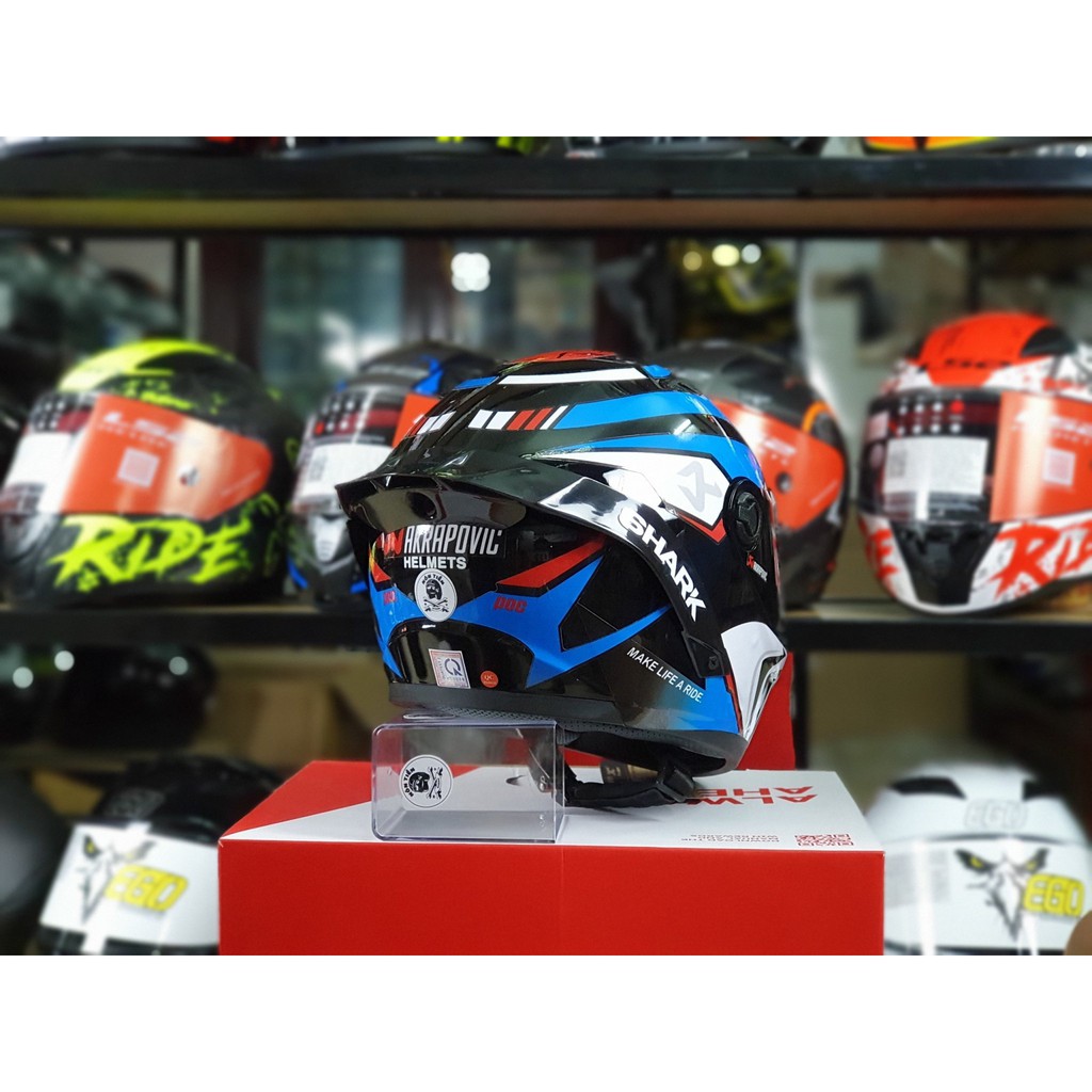 Mũ Fullface đen bóng LÊN TEM BMW cực đẹp, TẶNG ĐUÔI GIÓ PISTA, BẢO HÀNH 12 THÁNG