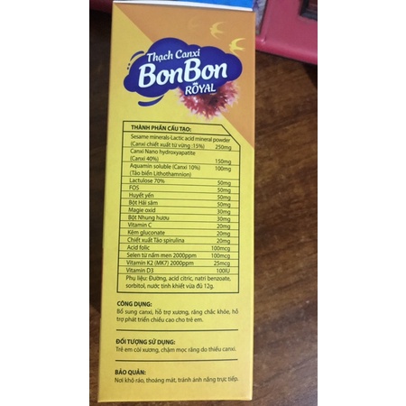 THẠCH CANXI BONBON ROYAL 20gói/hộp