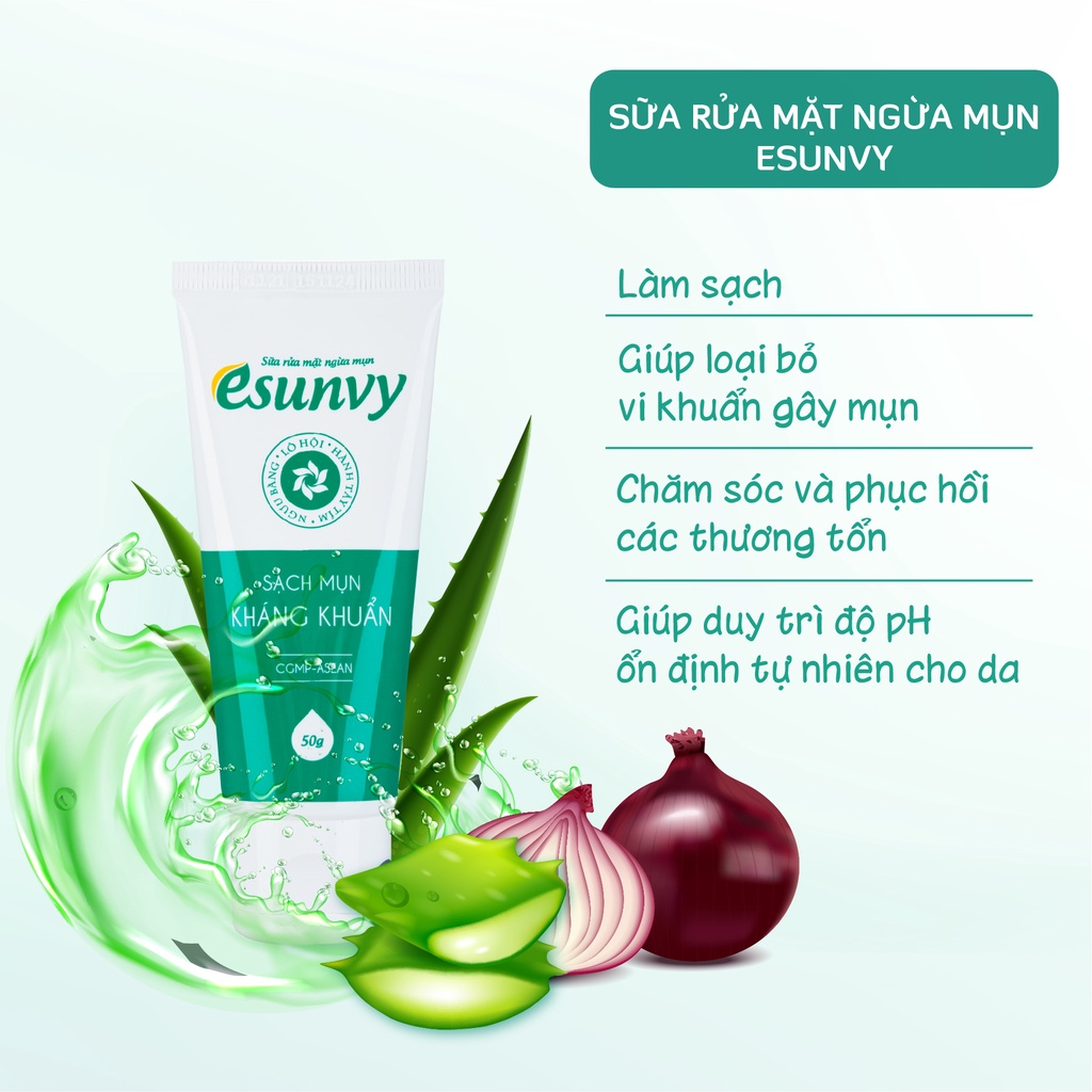 Bộ chăm sóc da mụn khởi đầu Esunvy - Giúp Sạch Mụn, Hết Thâm, Mờ Sẹo An Toàn, Hiệu Quả