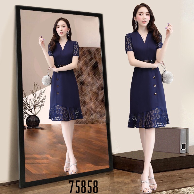 ĐẦM THUN NHẬP PHỐI REN TẶNG KÈM THẮT LƯNG CAO CẤP 75858 | BigBuy360 - bigbuy360.vn