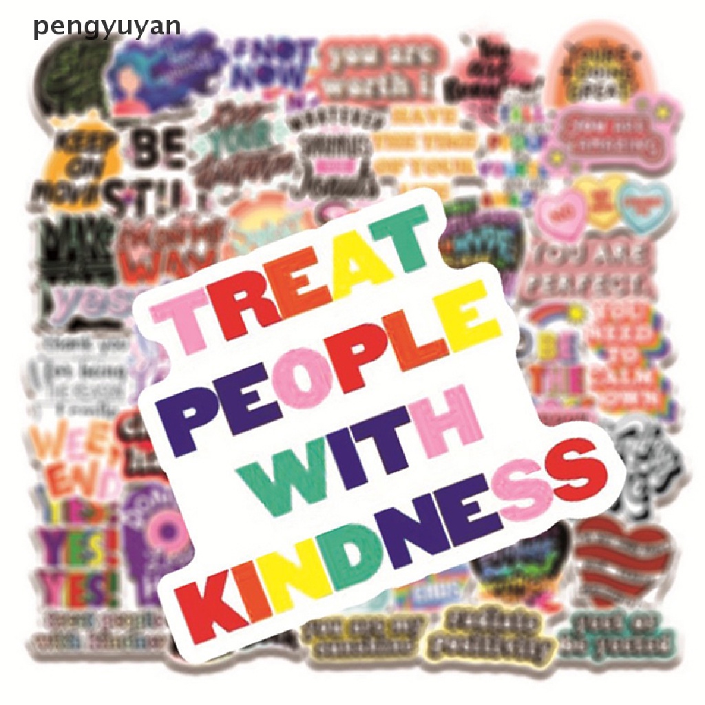 Bộ 50 Miếng Dán Đề Can In Câu Trích Dẫn Động Lực DIY Đa Ứng Dụng Cho Laptop / Vali / Ván Trượt / Xe Hơi