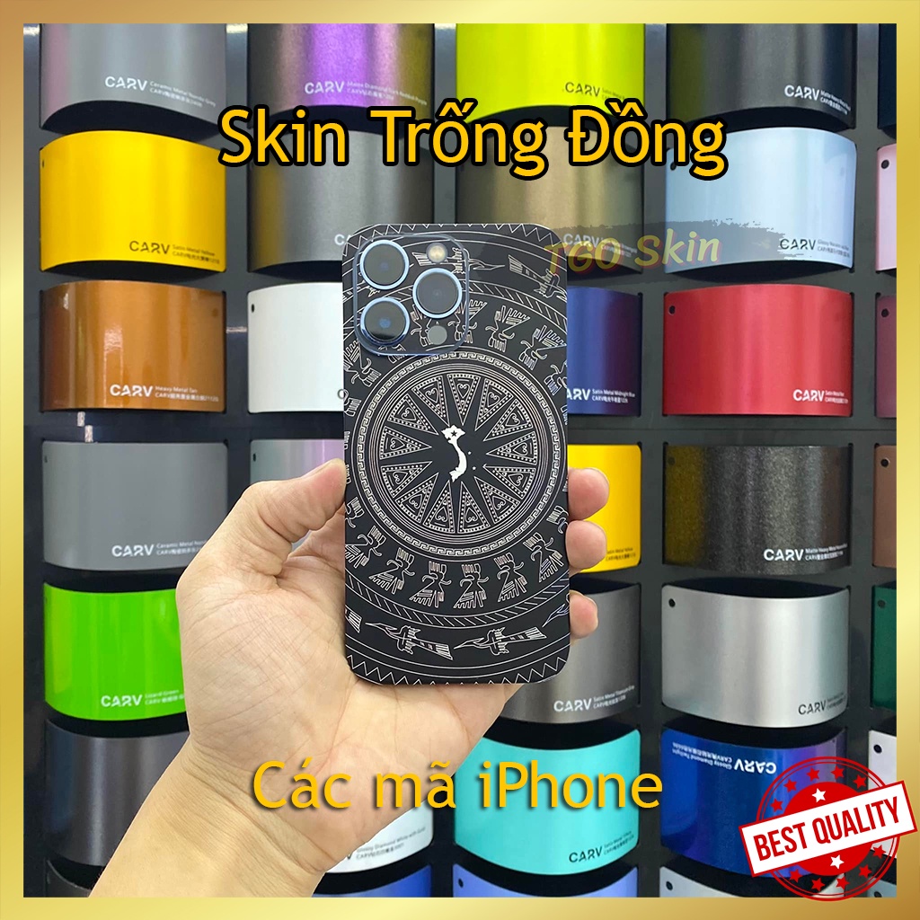Miếng dán Skin trống đồng iPhone 14 Pro Max / 13 Pro Max / 12 Pro Max / 11 Pro Max / Xs Max / 8 Plus in UV cao cấp
