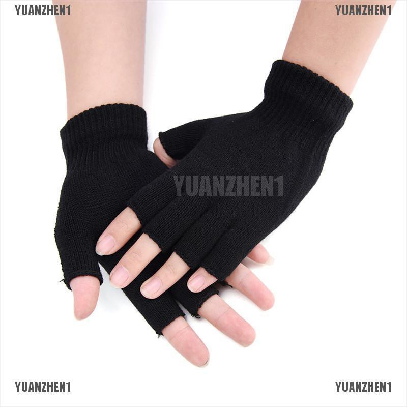 [YUANZHEN1] Áo Dệt Kim Màu Đen Co Giãn Giữ Ấm Nửa Ngón Sang Trọng Cho Nam