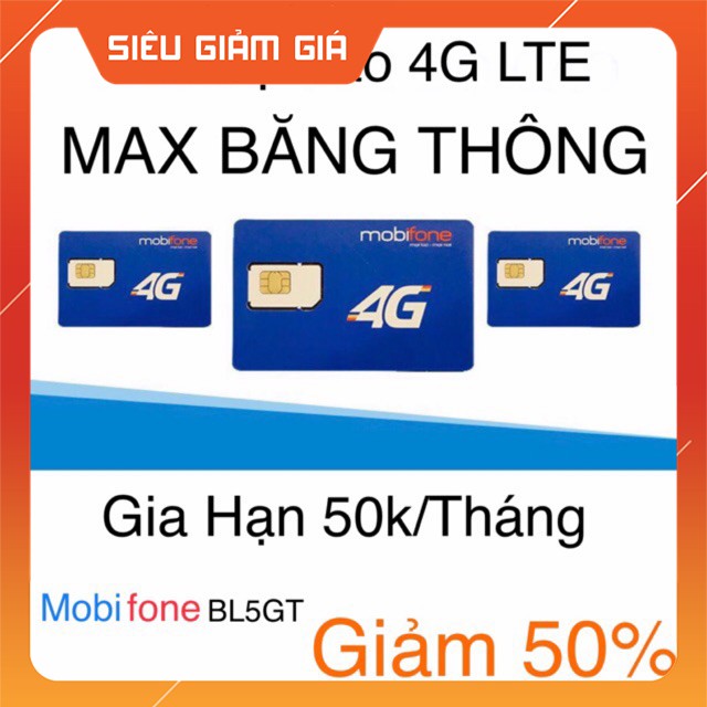 SIM MAX DATA 4G  -Free Tháng Đầu-Sim 4G Mobifone DIP50