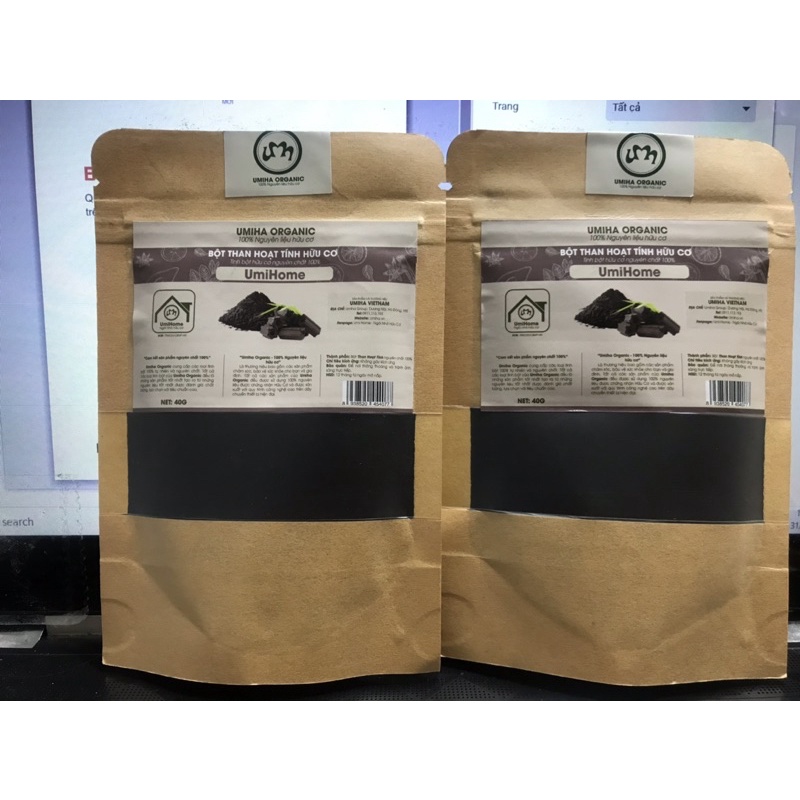 Bột Than Hoạt Tính Hữu Cơ UHIMA 135gr ,Làm Trắng Răng Sạch Mảng Bám