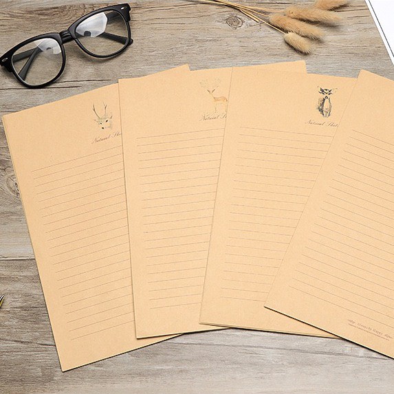 Bộ 2 giấy viết thư Kraff họa tiết Vintage kèm phong bì (PB03)