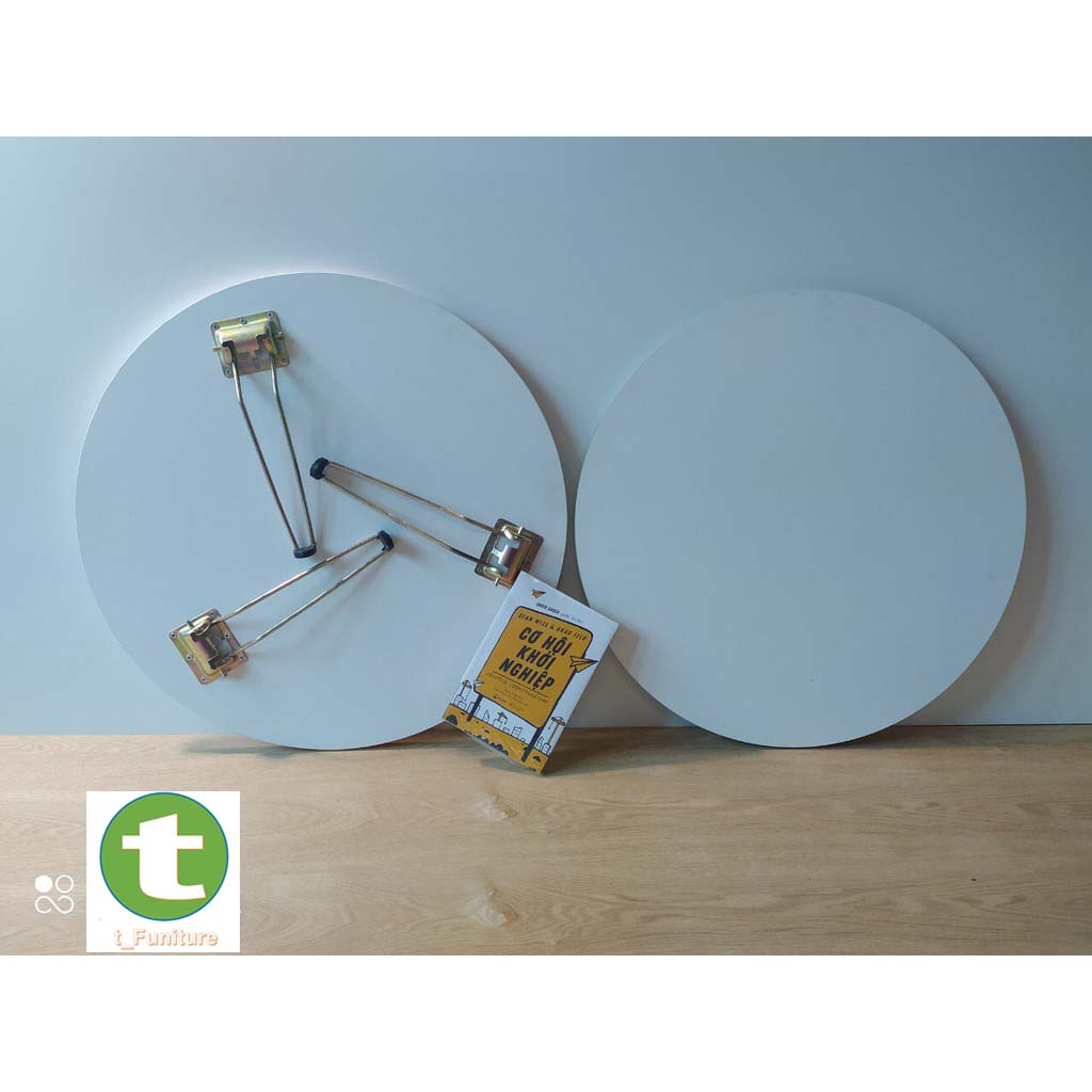 Bàn tròn mặt 60cm xếp gấp gọn chân thép cao 30cm, gỗ MDF cao cấp
