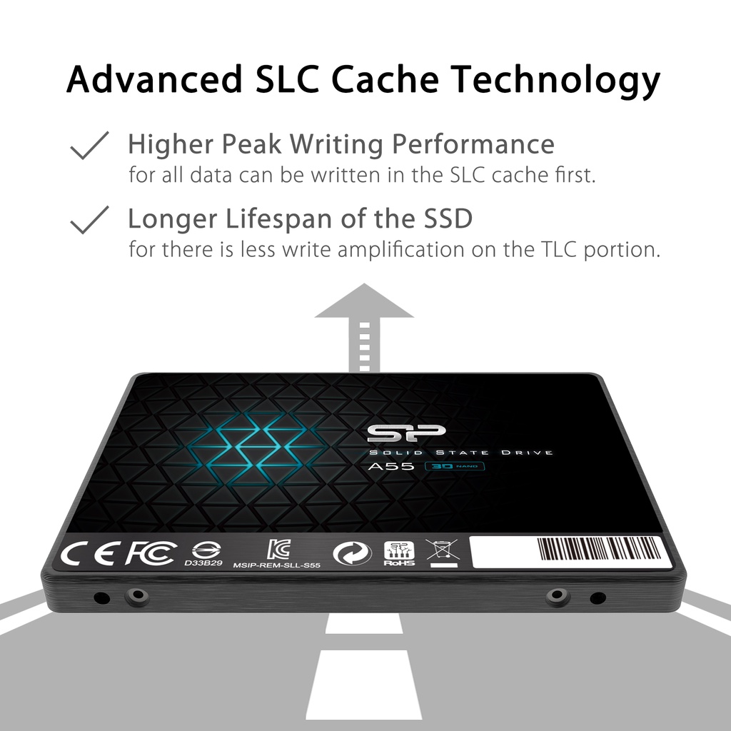 Ổ cứng SSD Silicon Power 128GB/256GB/512GB  SATA 3 2.5" A55  | Bảo hành 36 Tháng