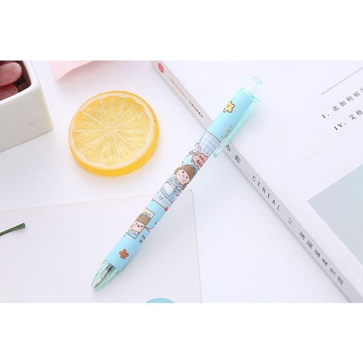 Bút Gel Bấm Hình Cô Gái Mực Đen 0,5mm Dễ Thương H200