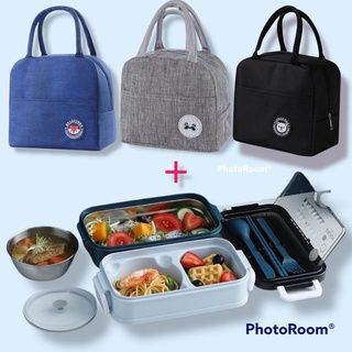 Hộp Cơm Văn Phòng Giữ Nhiệt Inox 2 tầng 2 ngăn Có Chén Soup và Khay INOX 304 (Mã 1 INOX)