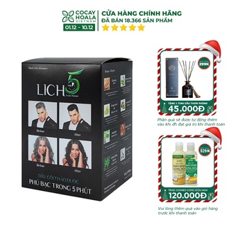Thuốc nhuộm tóc - Thuốc Nhuộm Tóc Thảo Dược Đen Tóc Lich5 không dị ứng an toàn cho da đầuHộp 10 gói