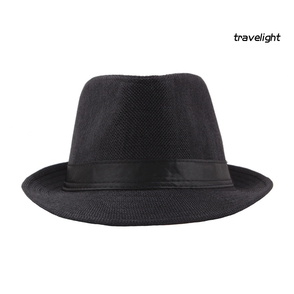 [TL] Mũ Fedora Nỉ Rộng Vành Màu Trơn Chống Nắng Đi Biển Mùa Hè Cho Nam