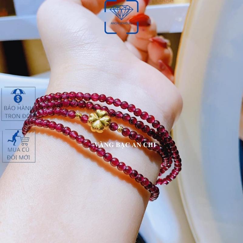 Vòng tay đá garnet hồng lựu phong thủy mệnh hỏa / thổ, An chi jewelery
