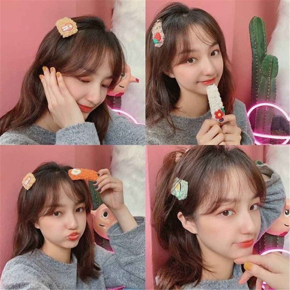Kẹp tóc vải lông trang trí nhân vật hoạt hình nhiều màu sắc tùy chọn đáng yêu