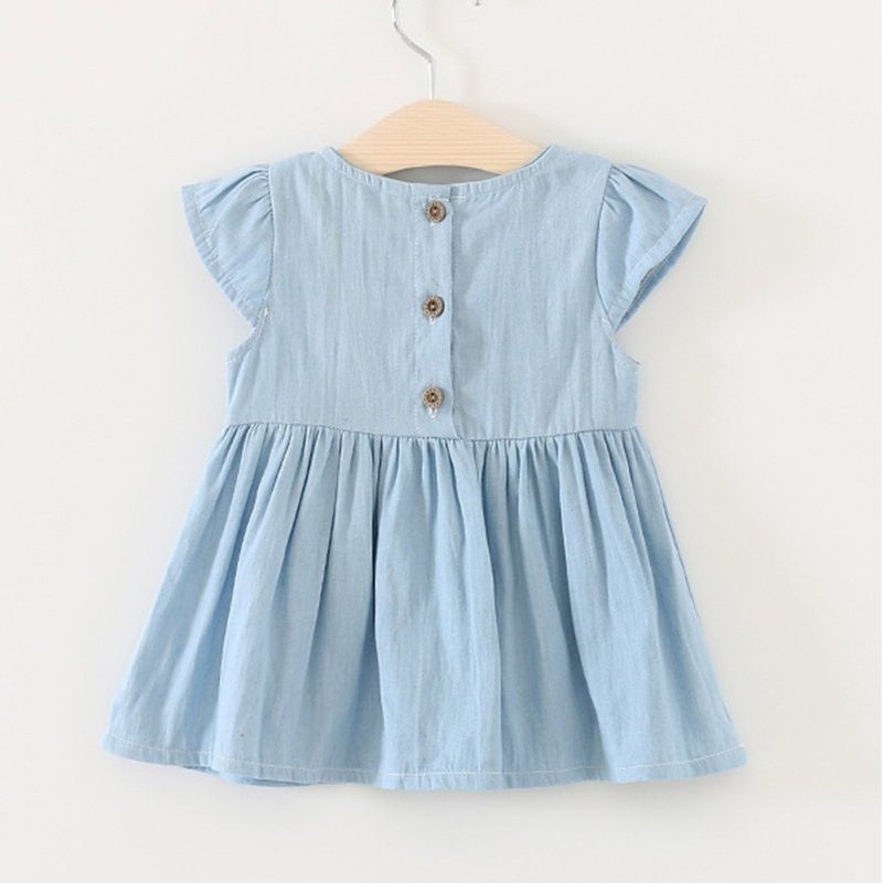 Đầm tay ngắn đính nơ cho bé gái