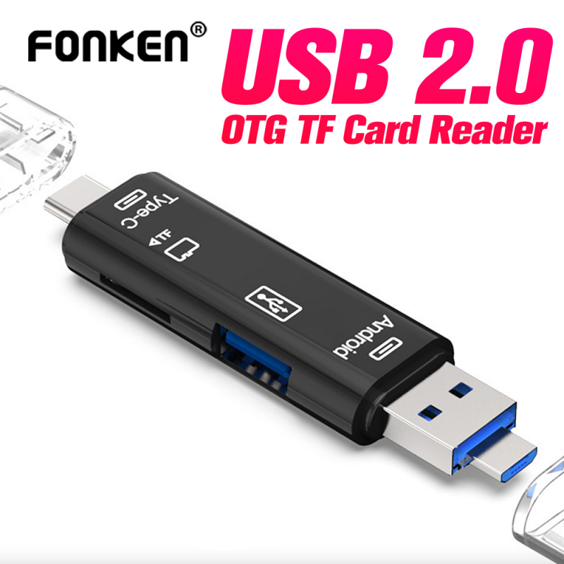 Đầu Đọc Thẻ Nhớ Fonken Chuyển Đổi OTG USB Cổng Type C / Micro USB / SD TF 5 Trong 1