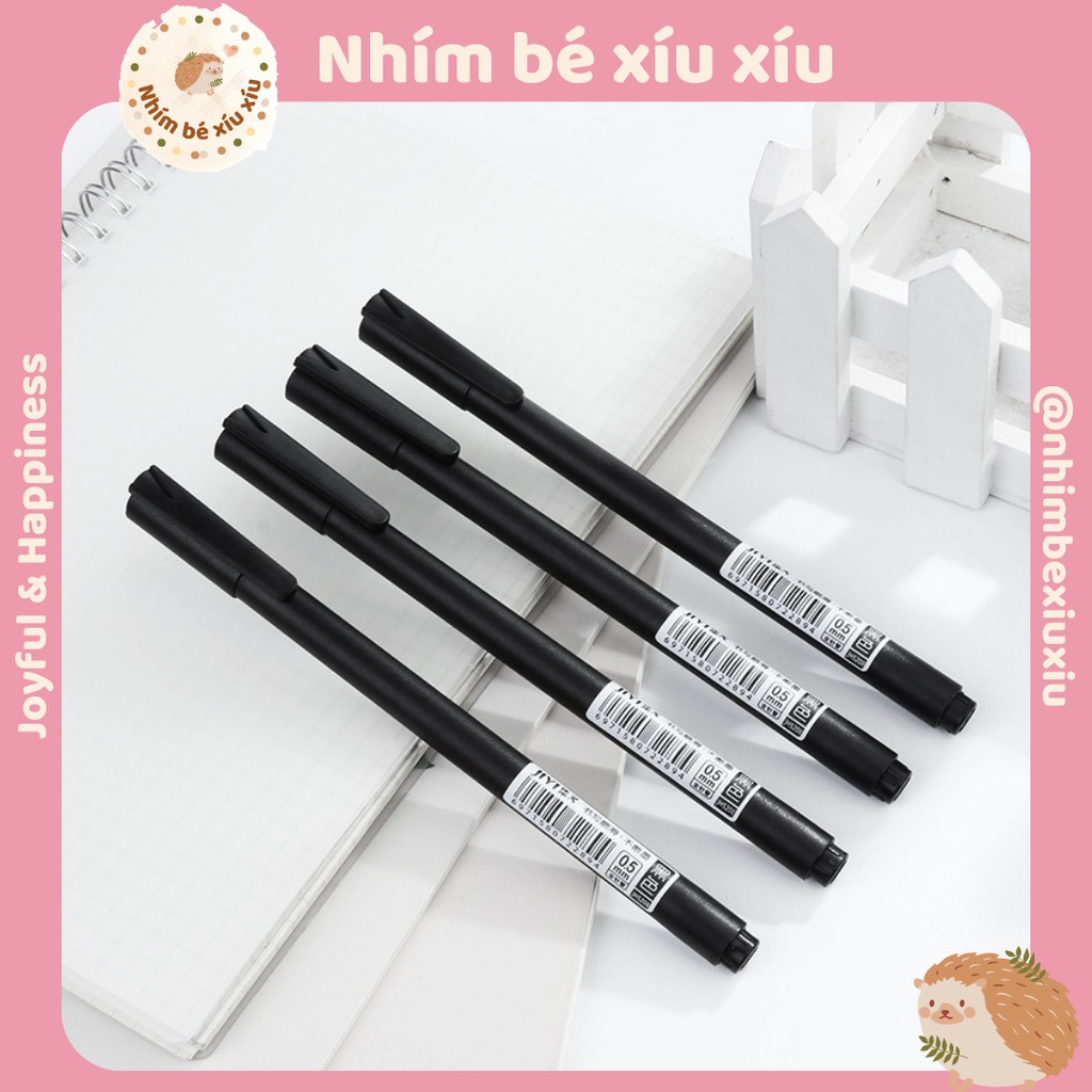 Bút mực gel đen ngòi 0.5mm tiện dụng (Vỏ trắng/đen) TN80