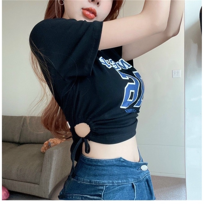 Áo thun croptop dây rút hai bên eo 76 GB  alohashop91