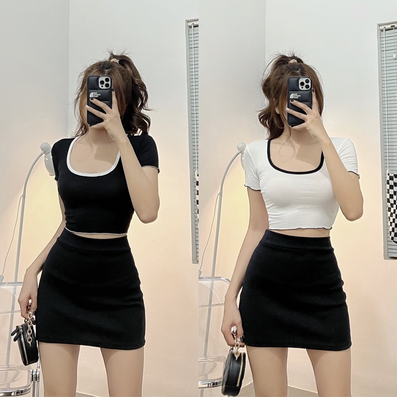 BASIC CROPTOP▪Áo croptop basic viền tay ngắn