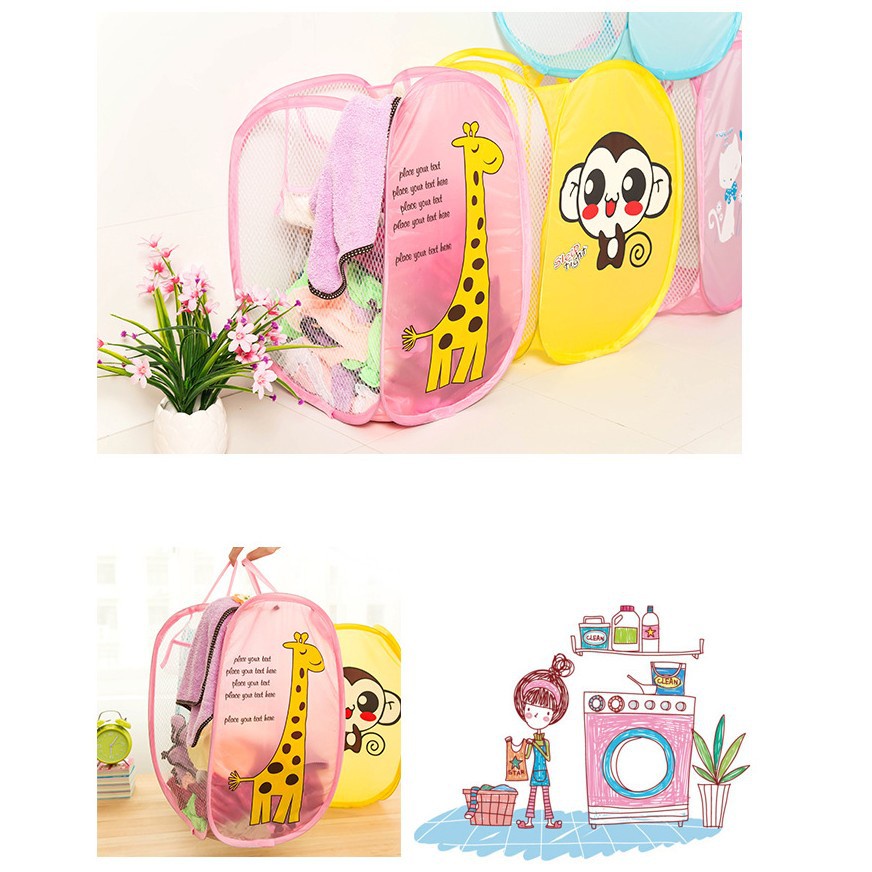 Giỏ Lưới Đựng Quần Áo, Đồ Dùng, Đồ Chơi Gấp Gọn Ngộ Nghĩnh