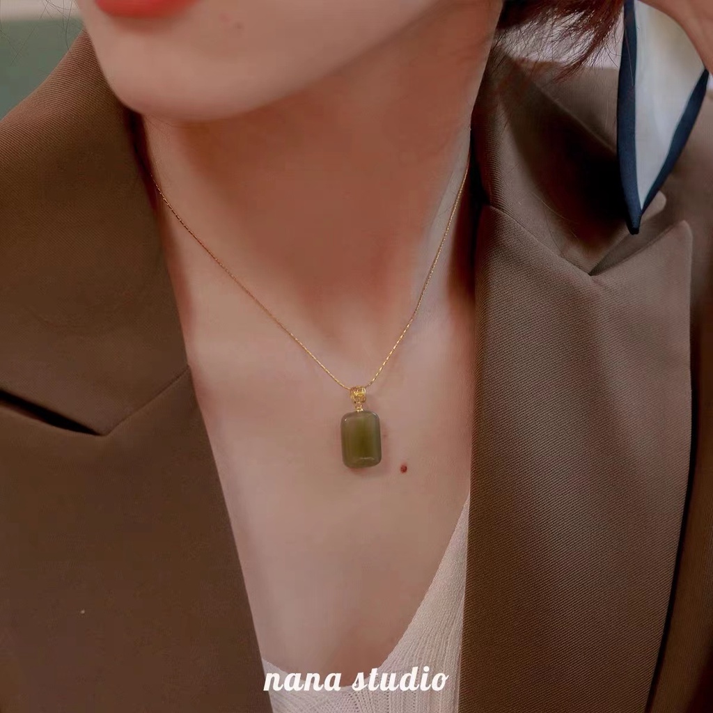 Vòng cổ Mặt Ngọc Bích Phong Cách Vintage Cho Nữ