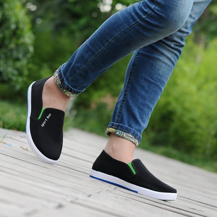 HCM-Giày lười sneaker cách tân không dây MÀU ĐEN - Giày vải thời trang cao cấp nam/nữ