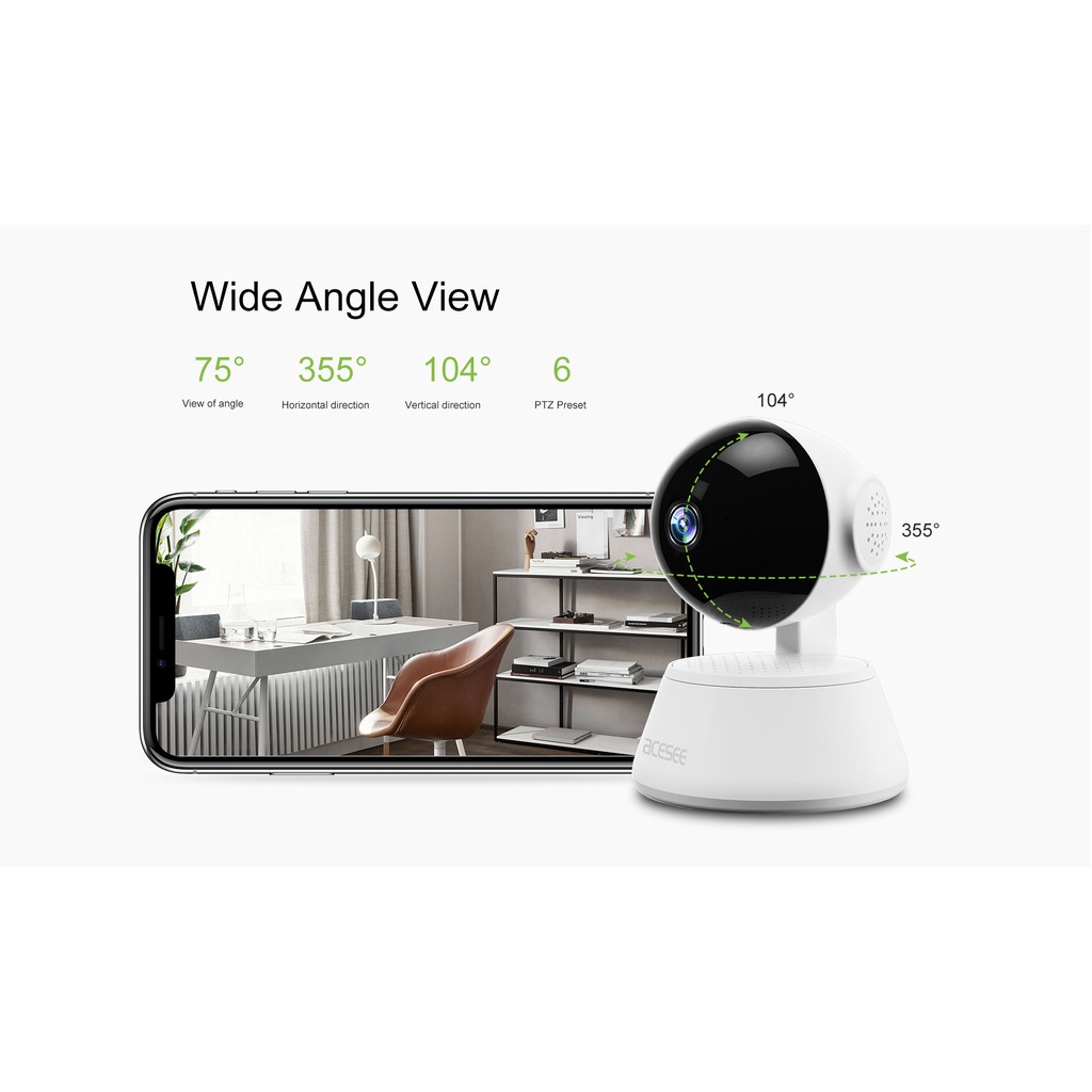  Camera WIfi Acesee AC05 trong nhà , đàm thoại 2 chiều góc nhìn cực rộng full HD