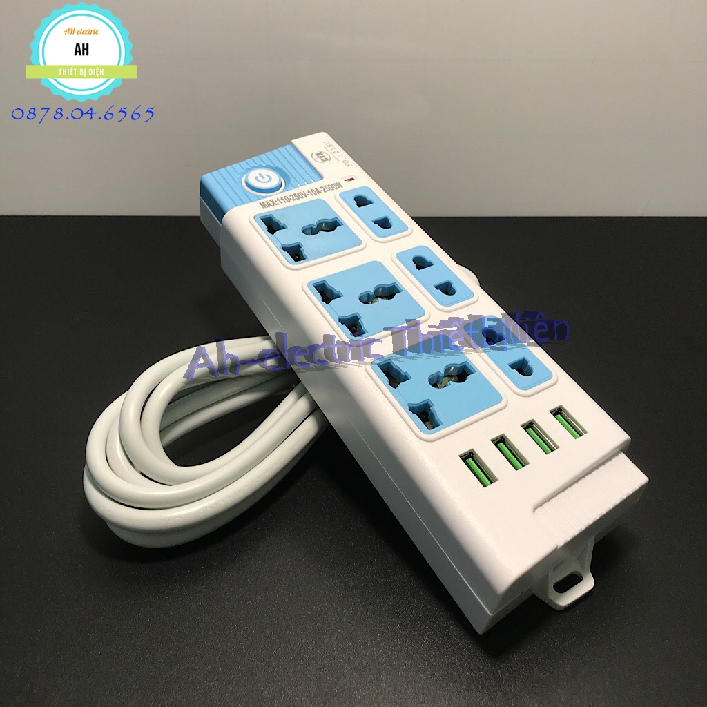 Ổ cắm điện cyx 218u, ổ điện usb, ổ cắm điện đa năng có cổng usb loại 6 ổ cắm, dây 3m