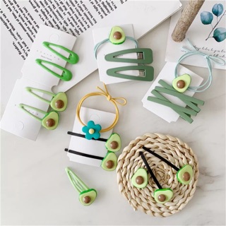 Set kẹp tóc + dây buộc hình quả bơ