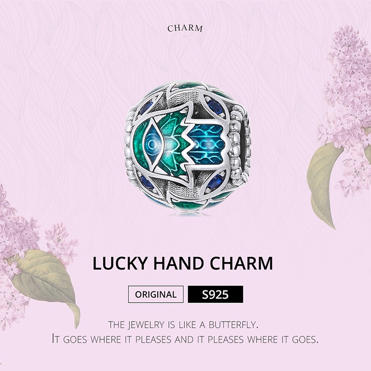 Mặt đồ trang sức BAMOER BSC565  bạc 925 hình bàn tay may mắn