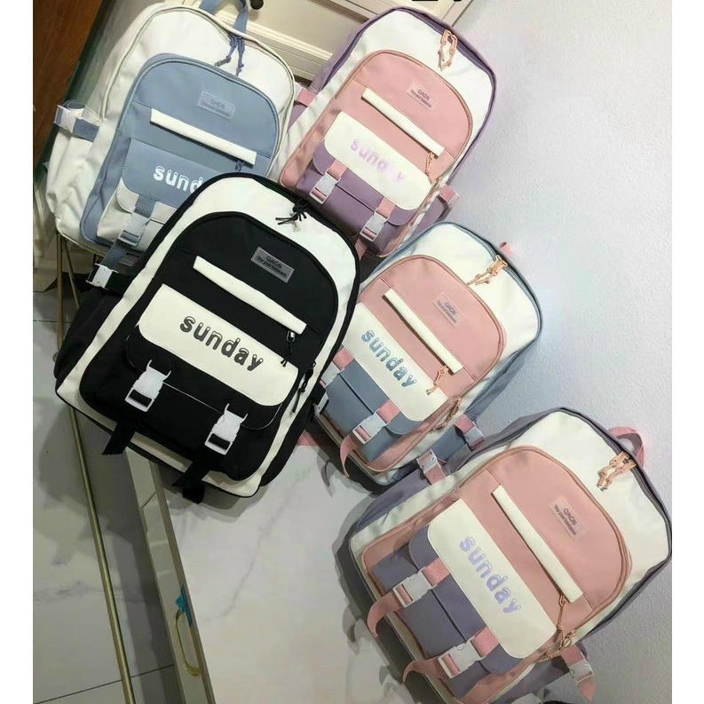 Balo nữ đi học đẹp thời trang dễ thương  ulzzang cặp đi học nam nữ phong cách unisex chống nước không kèm móc gấu