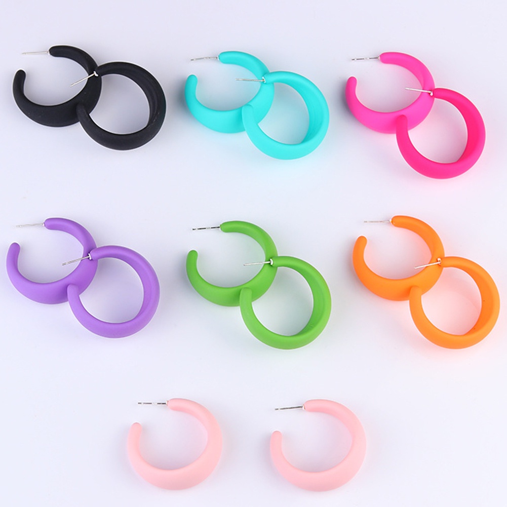 Khuyên Tai Tròn Nhựa Acrylic Nhiều Màu Mới Phong Cách Cổ Điển Thời Trang Cho Nữ