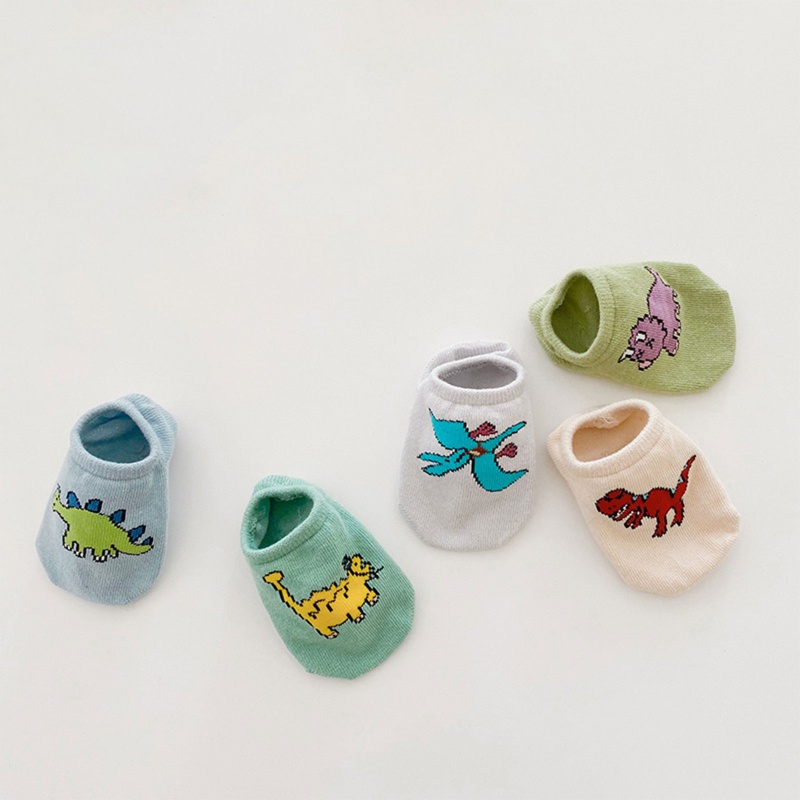 Bộ 5 Đôi Vớ Cổ Thấp In Họa Tiết Gấu / Chanh / Khủng Long Dễ Thương Thời Trang Mùa Hè Cho Bé Sơ Sinh