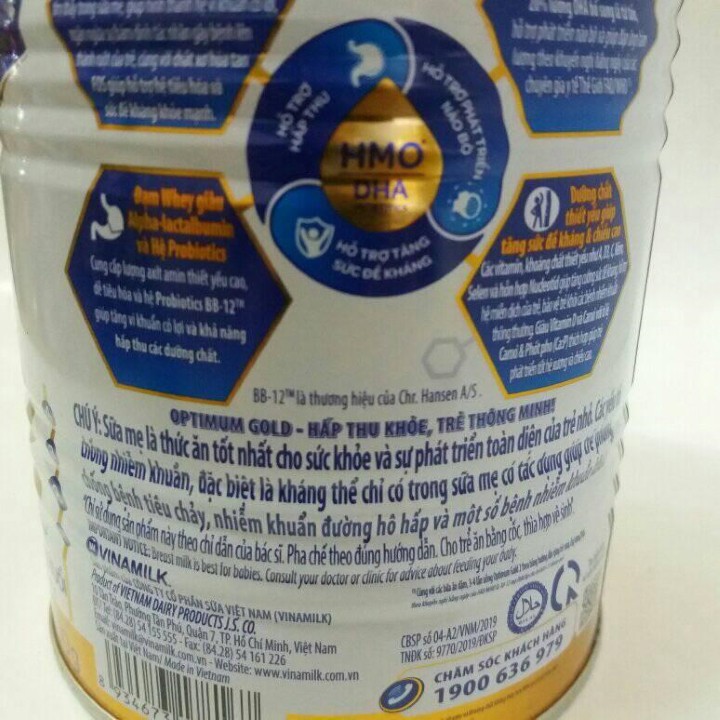 Sữa VINAMILK OPTIMUM GOLD 2 HMO lon 400g cho trẻ 6-12 tháng