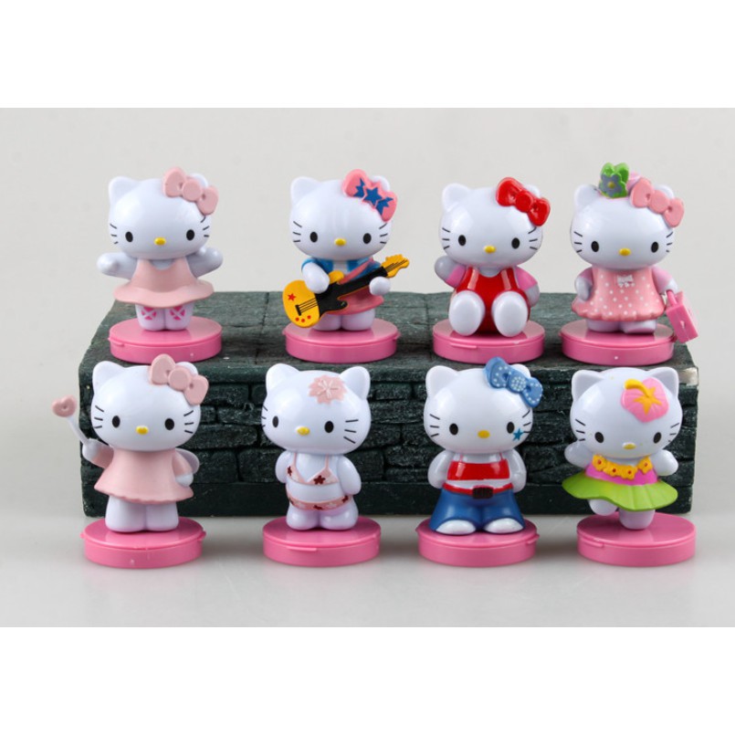con vật trang trí bánh [FREESHIP] bộ 8 món Mèo Hello Kitty