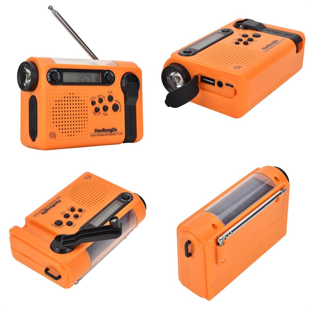 Đài Phát Thanh Quay Tay Có Đèn LED Và Cổng Sạc USB Tiện Dụng