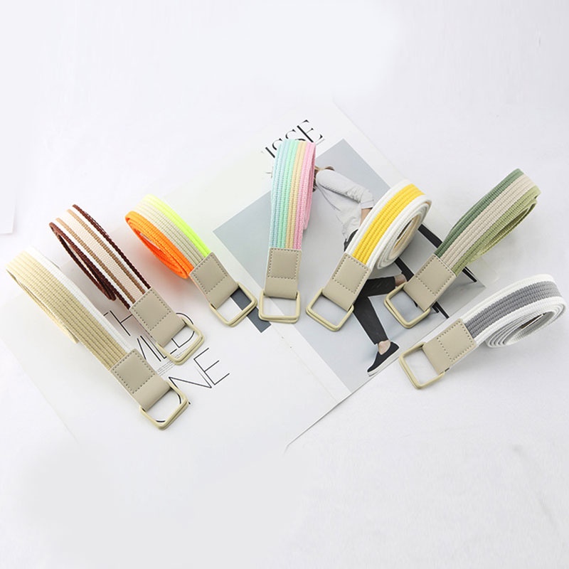 Aligap Thắt Lưng Vải canvas Hai Lớp Khóa Vuông Kim Loại Nhiều Màu Sắc Phong Cách Hàn Quốc Giản Dị