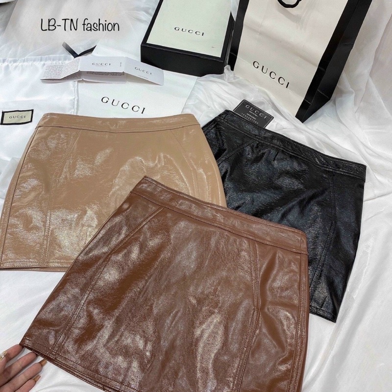 Chân váy da bóng 2 túi hàng QCL1