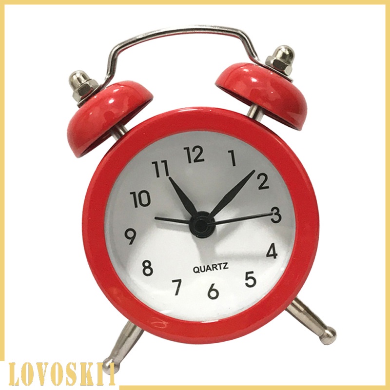 [LOVOSKI1]Battery Powered Quartz Alarm Clock, Loud Twin Bell, Bedside Clocks White