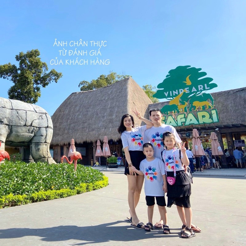 Áo gia đình Family đồng phục gia đình 3/4/5 người áo thun cotton mềm mịn màu trắng mặt thoáng mát không xù lông