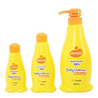 Sữa Tắm Gội Toàn Thân Trẻ Em Wesser 2in1 - Powder Thành Phần Thiên Nhiên Nhập Khẩu Hàn Quốc (Màu Vàng Nắp Cam)