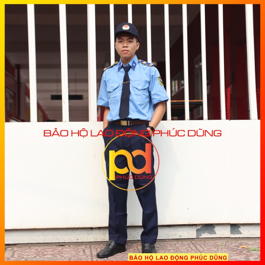 Áo đồng phục bảo vệ xanh biển tay ngắn đẹp chuyên nghiệp - [không phụ kiện] - giá rẻ chất cotton tốt thấm hút mồ hôi