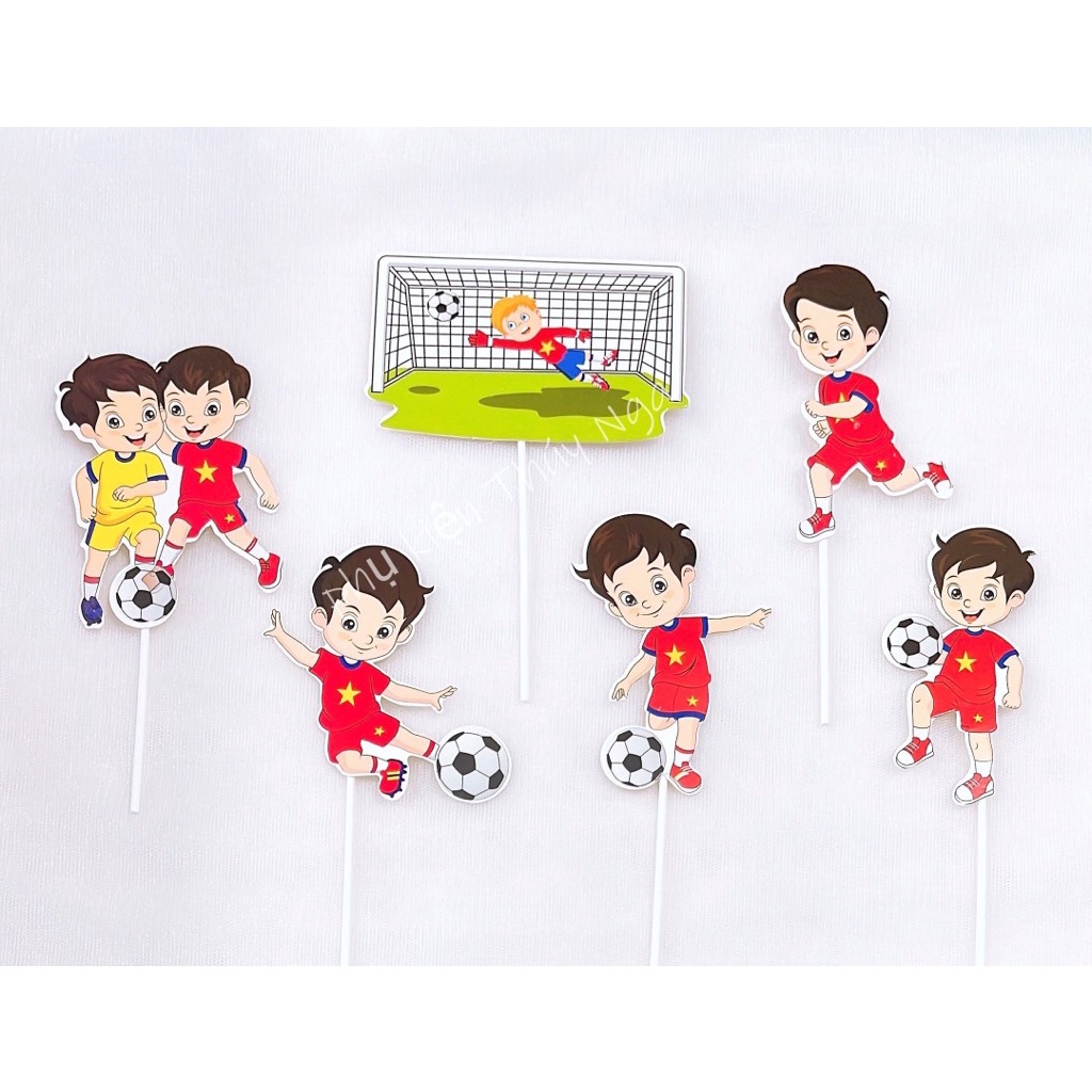 10 set cắm giấy bóng đá trang trí bánh