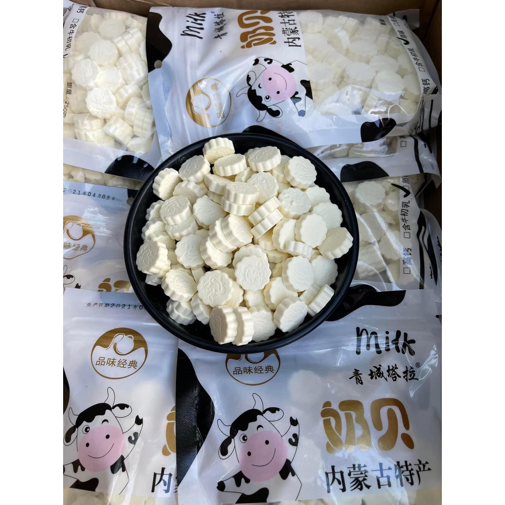 Kẹo sữa bò non ⚡ SIÊU NGON ⚡ Kẹo sữa bò non nén viên Mông Cổ 250gr thơm, ngậy béo vị sữa, tan trong miệng