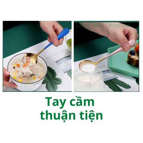 Thìa Inox 304 cao cấp độ dày 3.5mm mạ vàng cán dài nhiều màu sắc( kèm túi)- Phukientuiloc.com